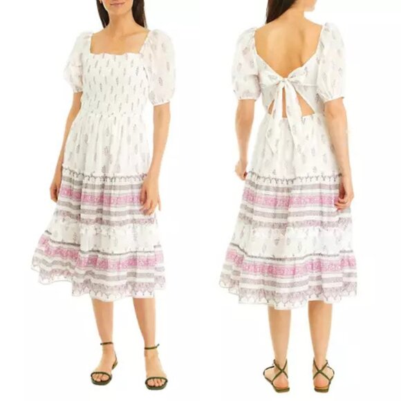 Wonderly Dresses & Skirts - Wonderly Tie Back Smocked Midi Dress